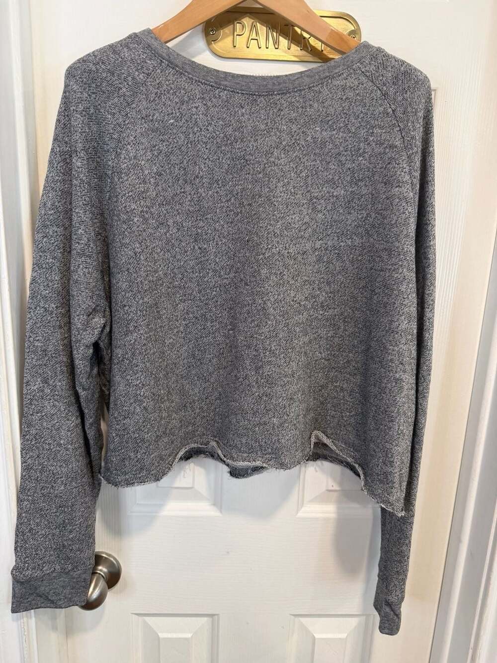 Mossimo Supply Co Women’s Gray Raw Hem Sweatshirt Size L Crewneck Pullover